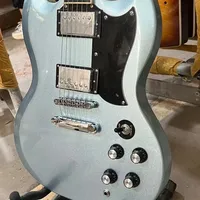 Sky Blue SG Electric Guita Discount High Sound Quality GIB Meta   Roosewood Fingerboard Mahogany Body 22 Tone Position