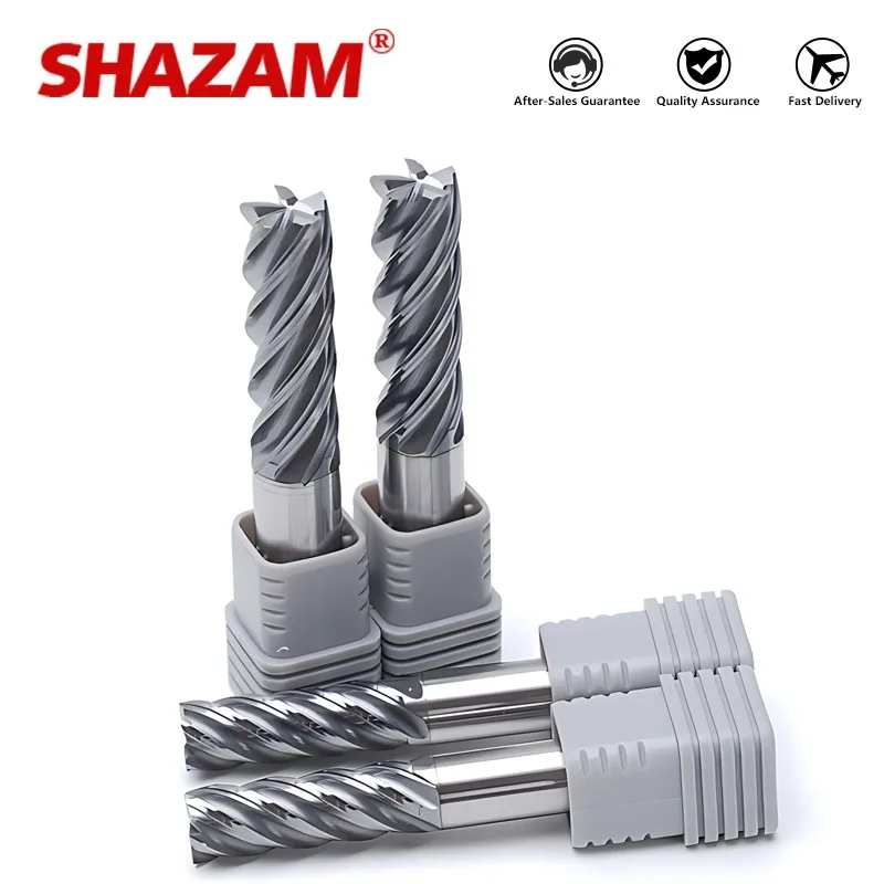 SHAZAM CNC Machining Center Tools HRC68 5-Flute High Hardness Coarse Fine Integrated End Milling Cutter For Steel Parts Endmills