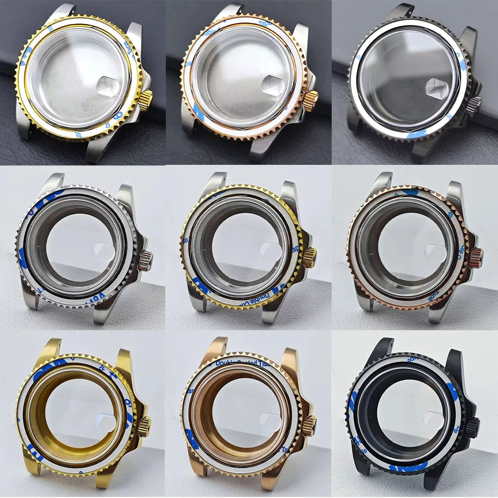 

GMT Case 40.5mm Watch Men's Silvery / Black Steel Case FIT NH34 NH35 NH36 Movement Case For Sapphire Glass Watch Box 28.5 Dial