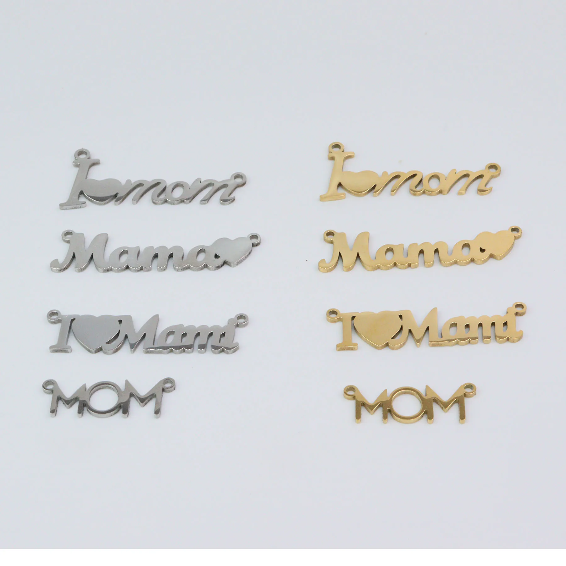 10 sztuk ze stali nierdzewnej błyszcząca Mama mama biżuteria Charms wisiorek DIY rzemieślnicze wodoodporne antyalergiczne