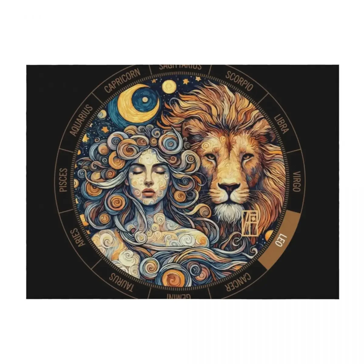 

ZODIAC Leo - Astrological LEO - LEO - ZODIAC sign Van Gogh style 4 Throw Blanket Heavy halloween Weighted Blankets