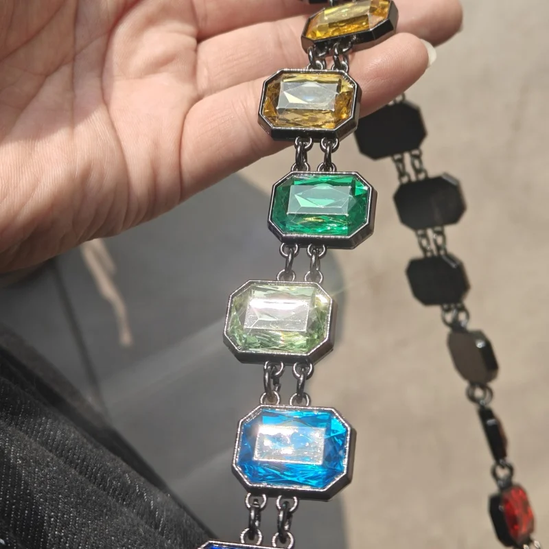 Colour Agate Crystal Pants Chain Men And Women One\'s Waist Luxury Accessories Gothic Ethnic Style Y2K KeyChain Wholesaler