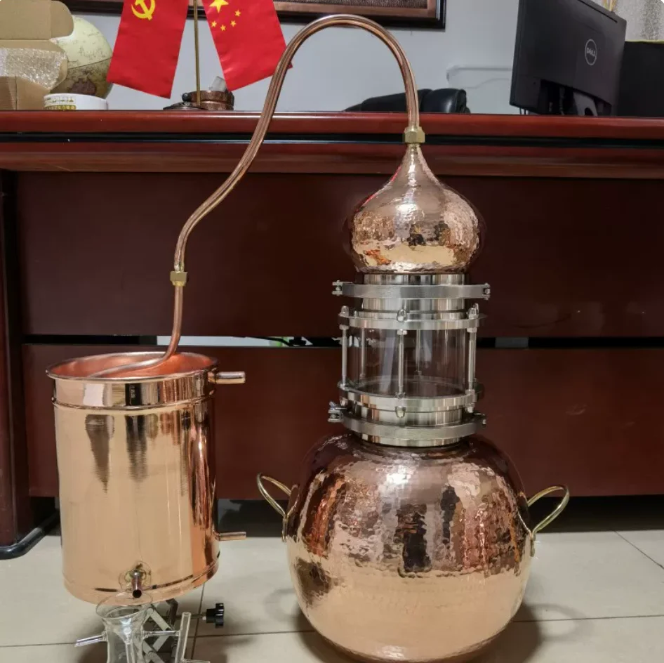 Home Pure Copper Moonshine Still Kit, Small Vintage Distiller for DIY Alcohol & Essential Oil