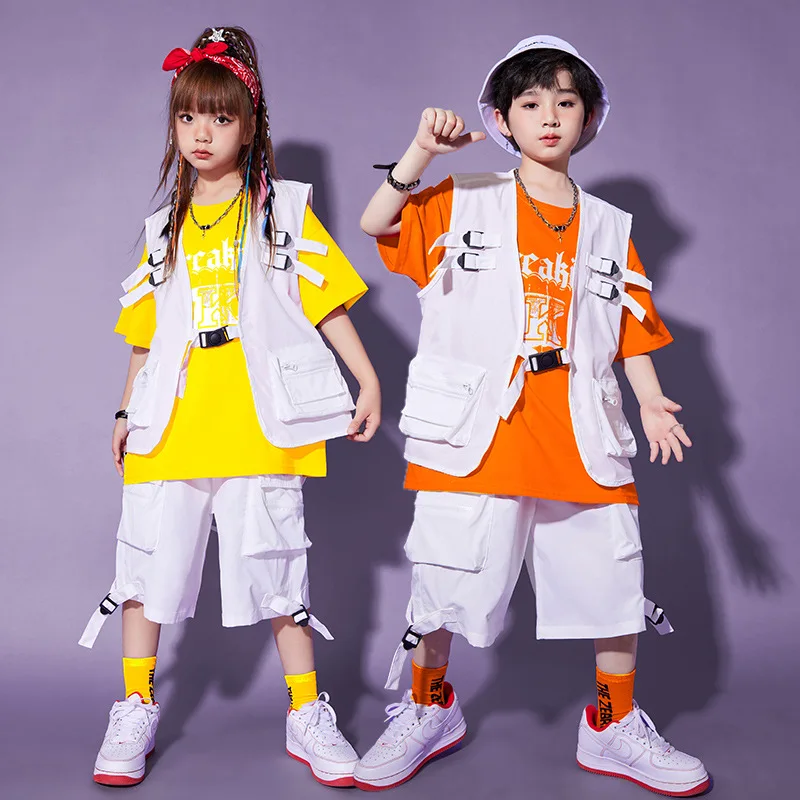 Children's street dance set, men's and women's vests, HIPHOP performance suit, children's explosive street hip-hop trendy clothi