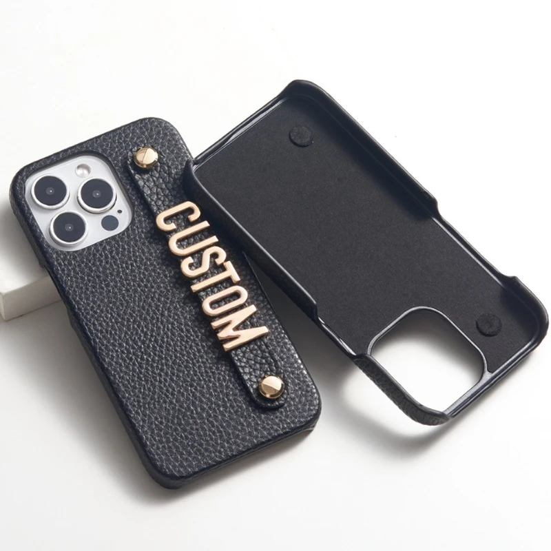 아이폰15 14 13 12 프로 맥스 15 14 플러스 13 12 미니 통기성 폰 케이스용 PU 가죽 맞춤형 개인 맞춤 문자 이름