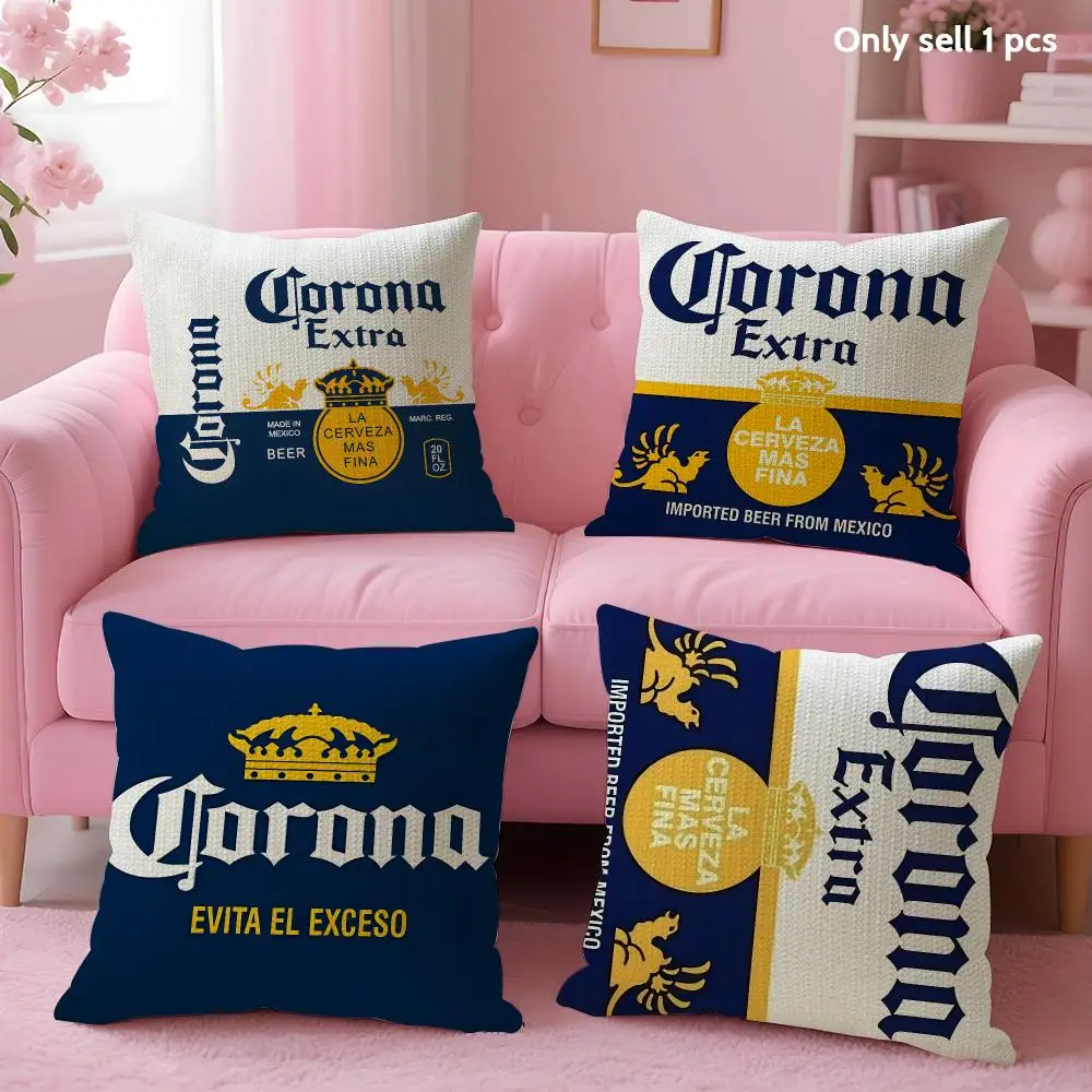 C-CoronaS E-Extra Beer LOGO Cushion Cover Decorative Linen Throw Pillow Case Soft For Bed Sofa Car Home Decor