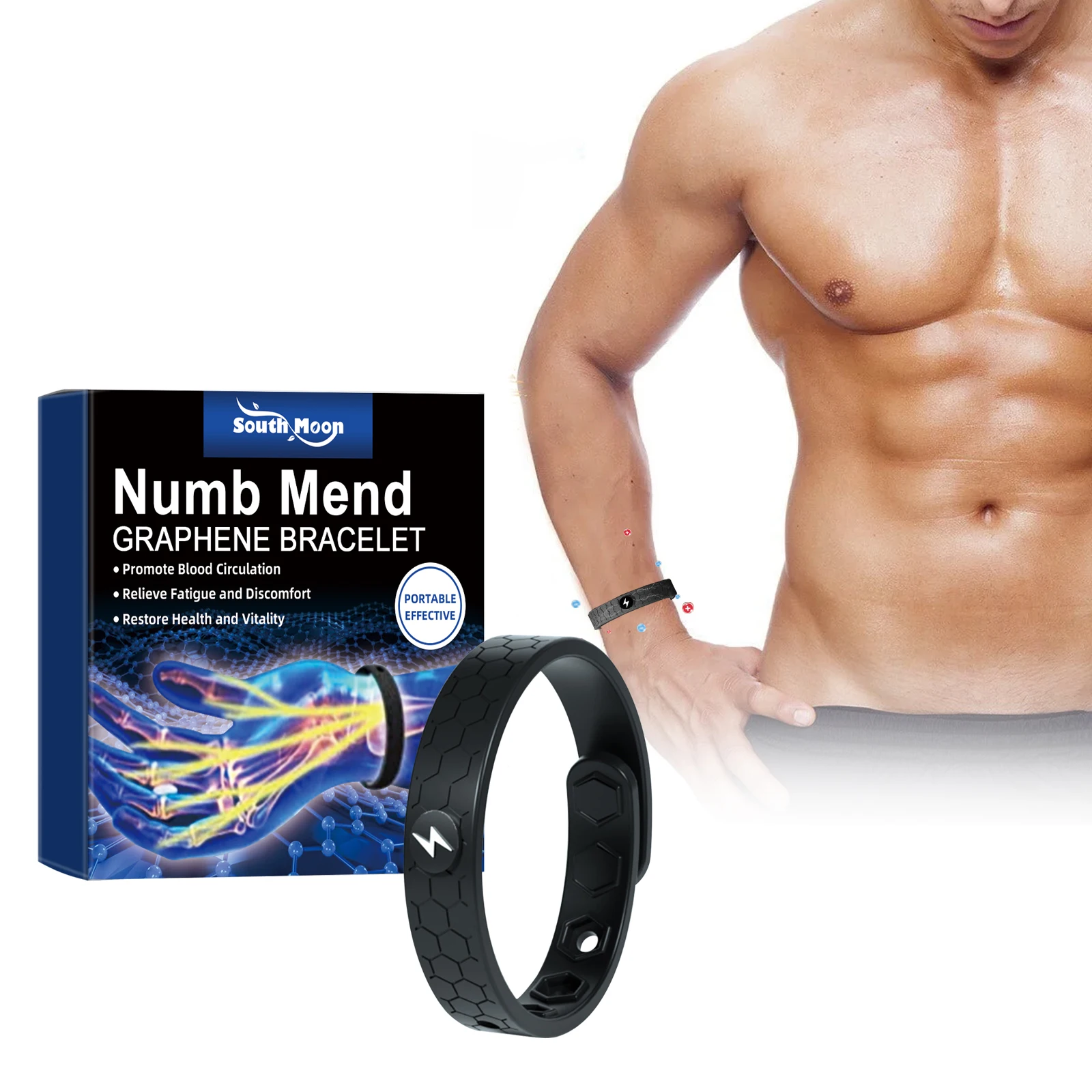 

South Moon Energy Therapy Bracelet Relieve Arthritis Pain Hand Numbness Anti Fatigue Improve Circulation Adjustable Bracelets 1p