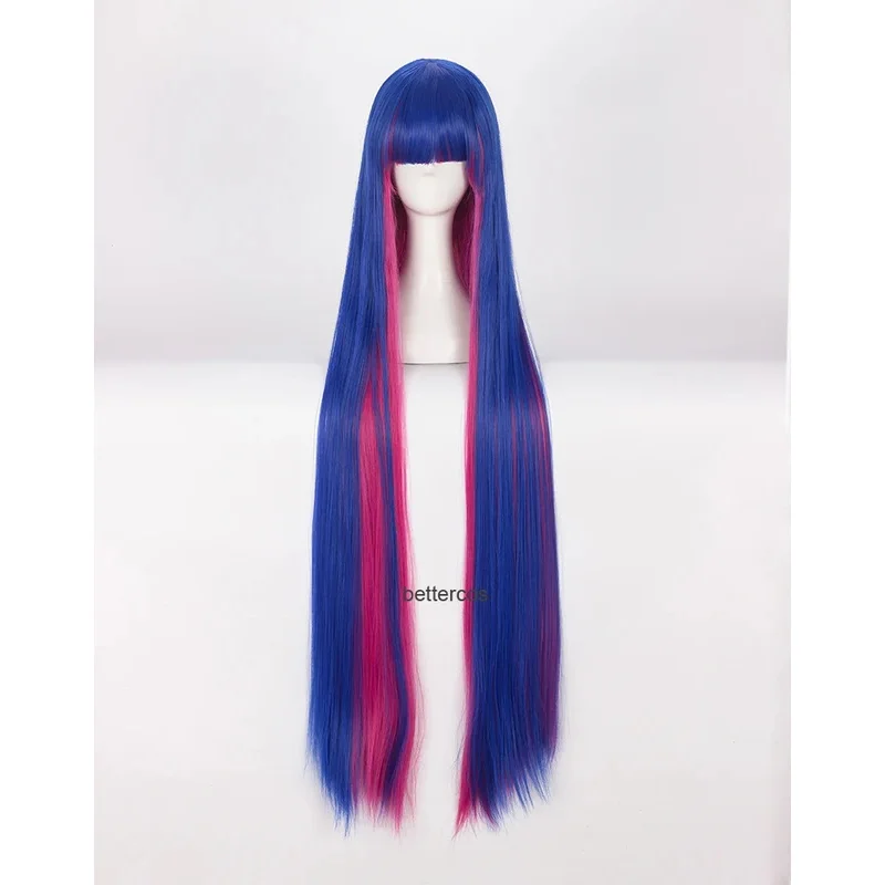 Panty & Stocking With Garterbelt Stocking Anarchy Cosplay Wig 100cm Long Mixed Blue Pink Heat Resistant Synthetic Wig   Wig Cap