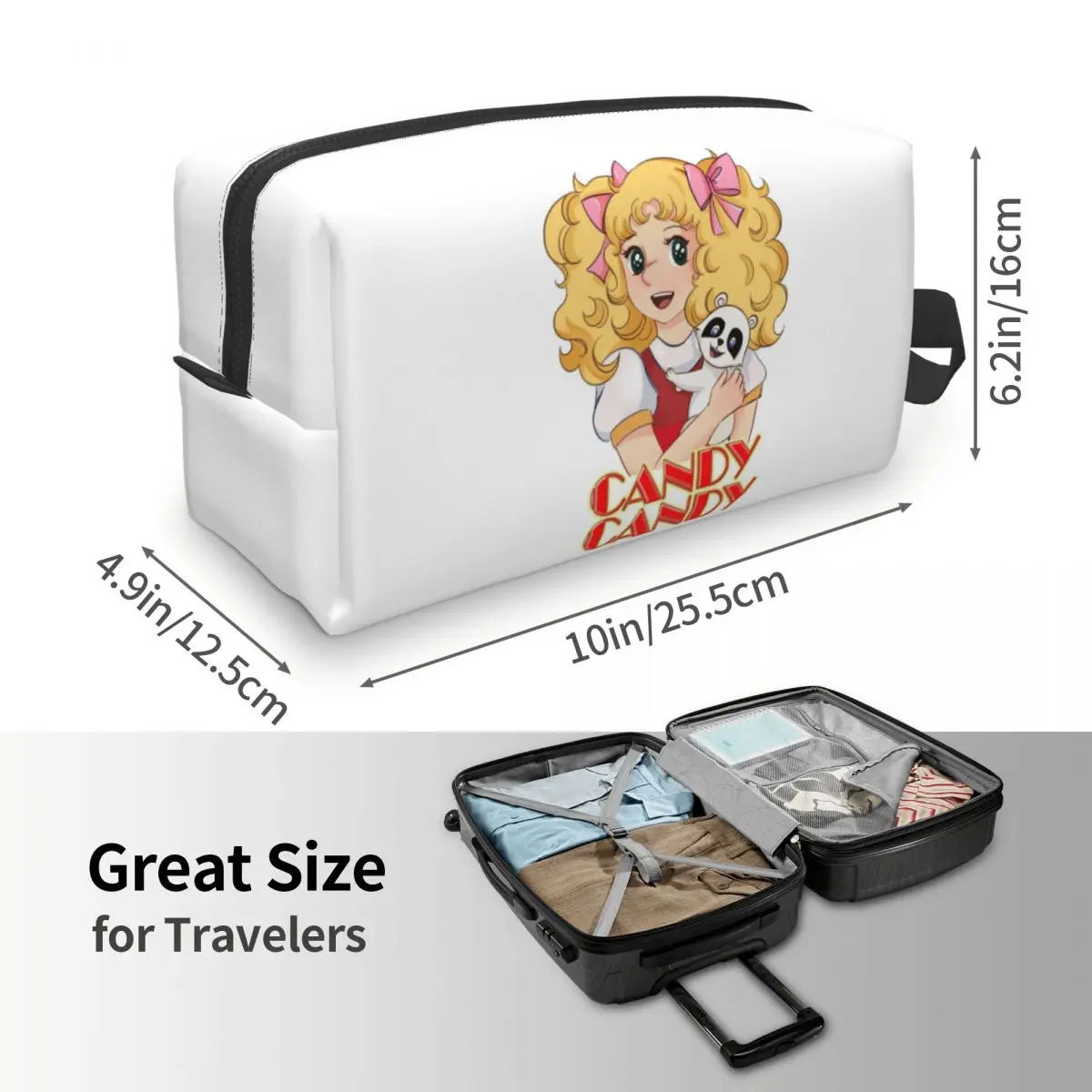 Candy Candy Cartoon Anime Makeup Bag Cosmetic Organizer Storage Dopp Kit Toiletry Cosmetic Bag for Women Beauty Pencil Case