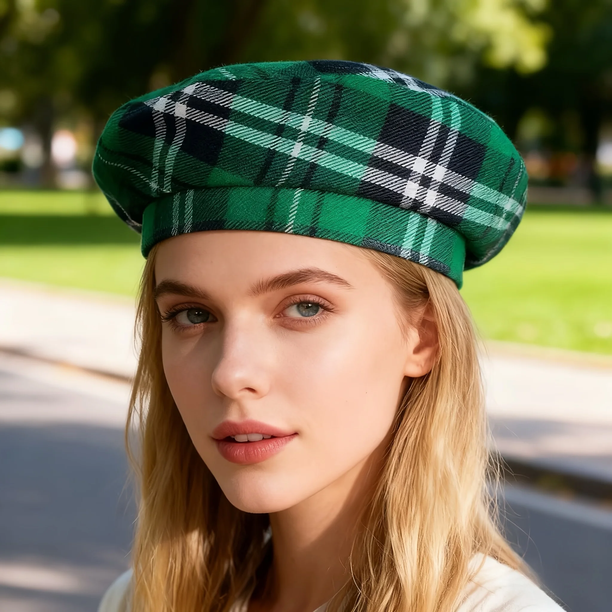 HongLuan zoet geruit patroon baret en krantenjongenspet vrouw, cosplay vrouwelijke accessoires