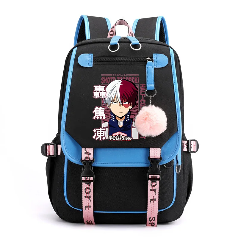 New Anime Todoroki Shoto Backpack Teenager Fashion Casual Backpack Todoroki Shoto Backpack High Quality USB Backpacks