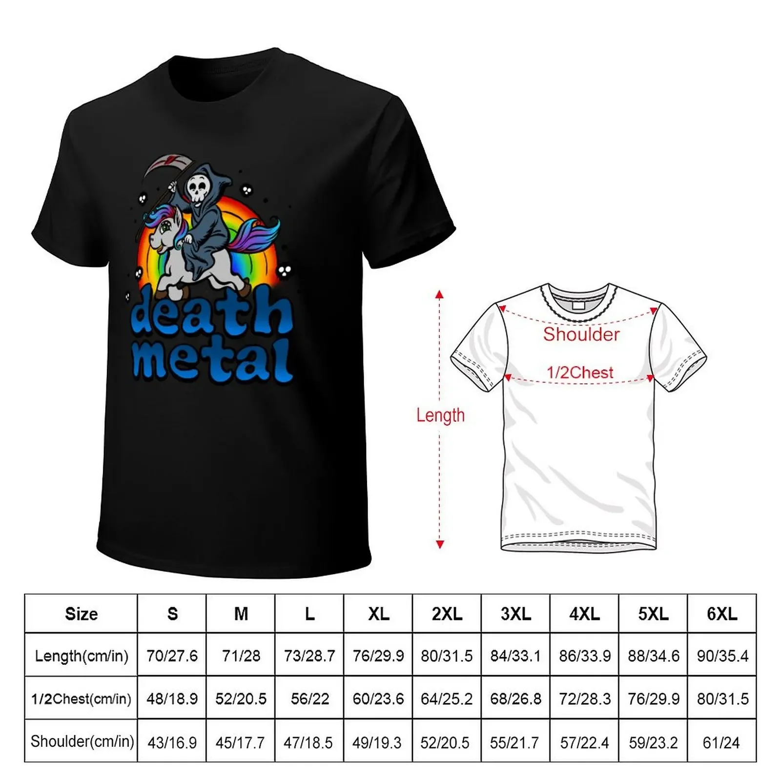 Death Metal Music Unicorn Pony Rainbow Pink Fan T-Shirt Aesthetic clothing oversized t shirt plain men tshirt