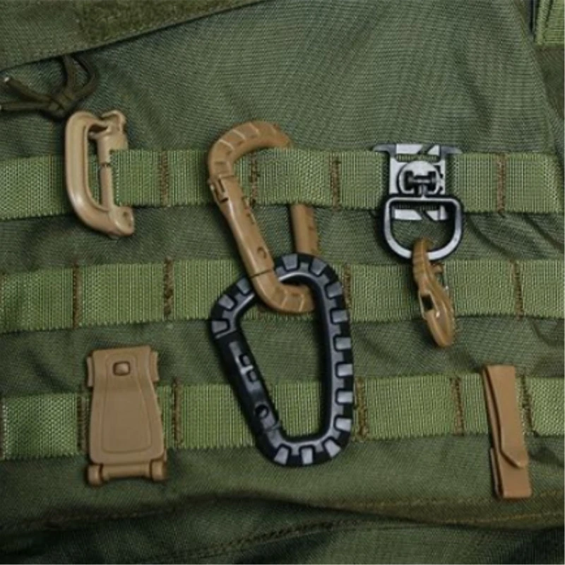 D Buckle Carabiner Climb Clasp Clip Hook Backpack Molle System Military Survival Outdoor Tools Camping Climbing Accessories