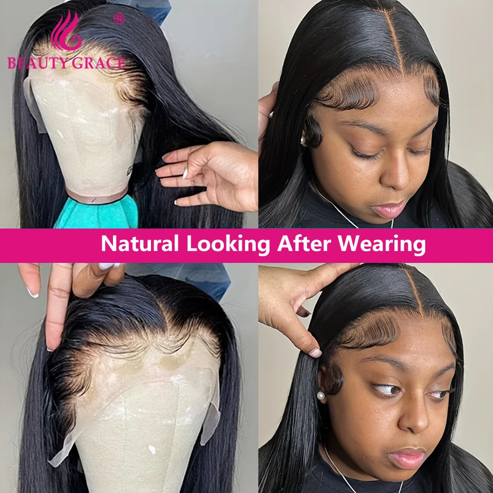 Beauty Grace Straight 13X6 Lace Front Wigs Human Hair Lace Frontal Wig Brazilian Bone Straight 100% Human Hair Wigs