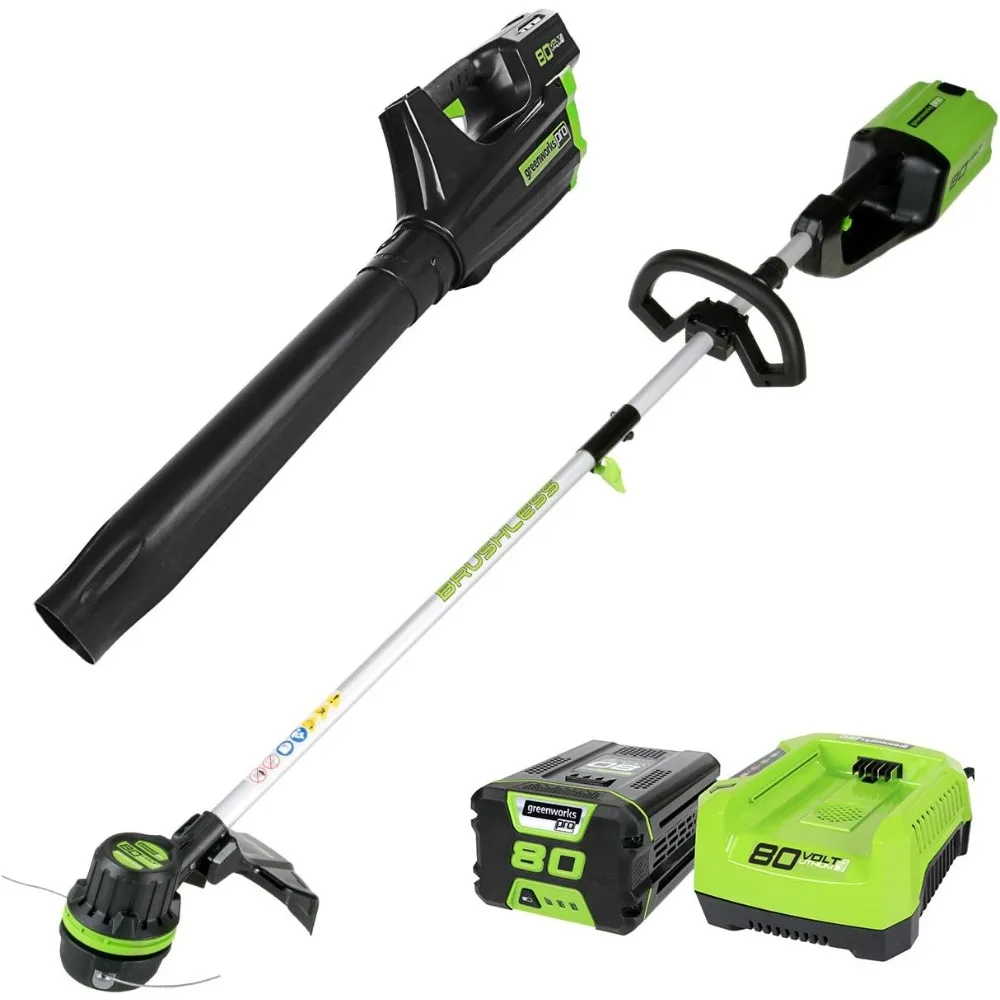 

Pro 80V Cordless Brushless String Trimmer + Leaf Blower Combo, 2Ah Battery and Charger Included STBA80L210