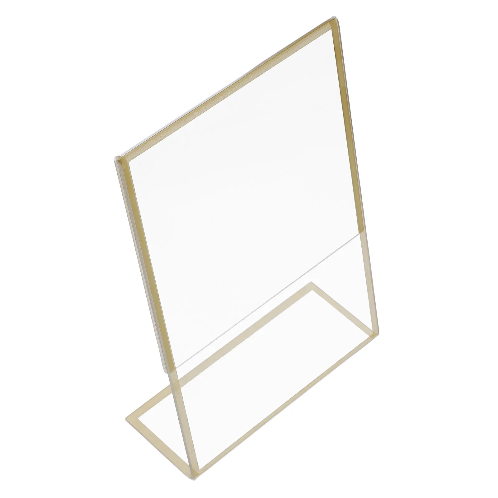 

6Pcs Clear Acrylic Sign Holder 10.2x15.2cm Slanted Back L Shape Stand for Paper Signs Flyers Restaurant Menu Wedding Table