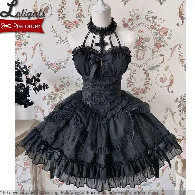 

The Cross ~ Sweet Halter Neck Lolita JSK Dress Corset Mini Party Dress by Alice Girl ~ Pre-order