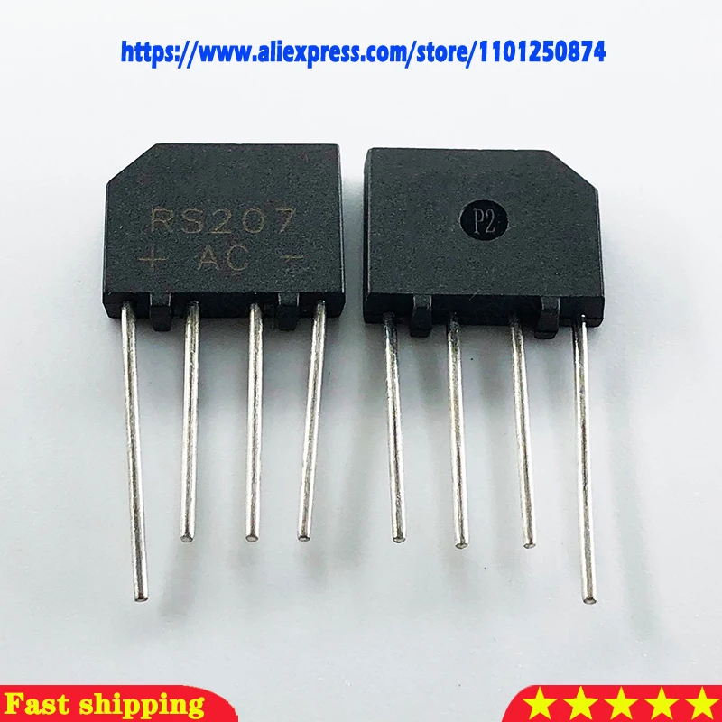 10PCS RS207 DIP ZIP-4 Bridge Rectifier 2A 700V