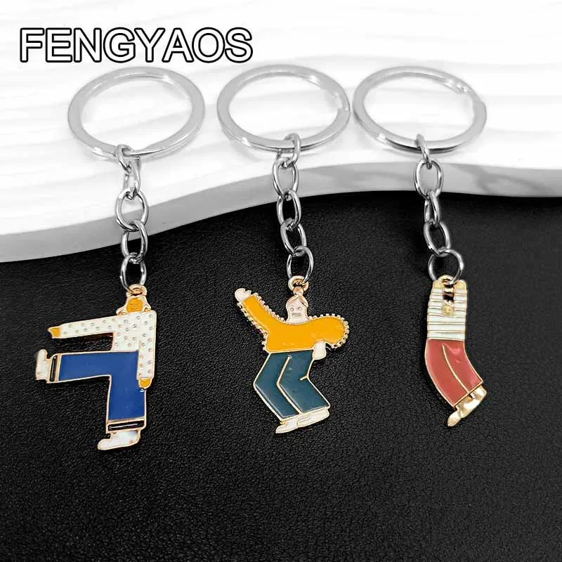 Funny Break Dance Keychain Trend Cute Dancing Men Car Key Pendant New Trinket Gift Keyring