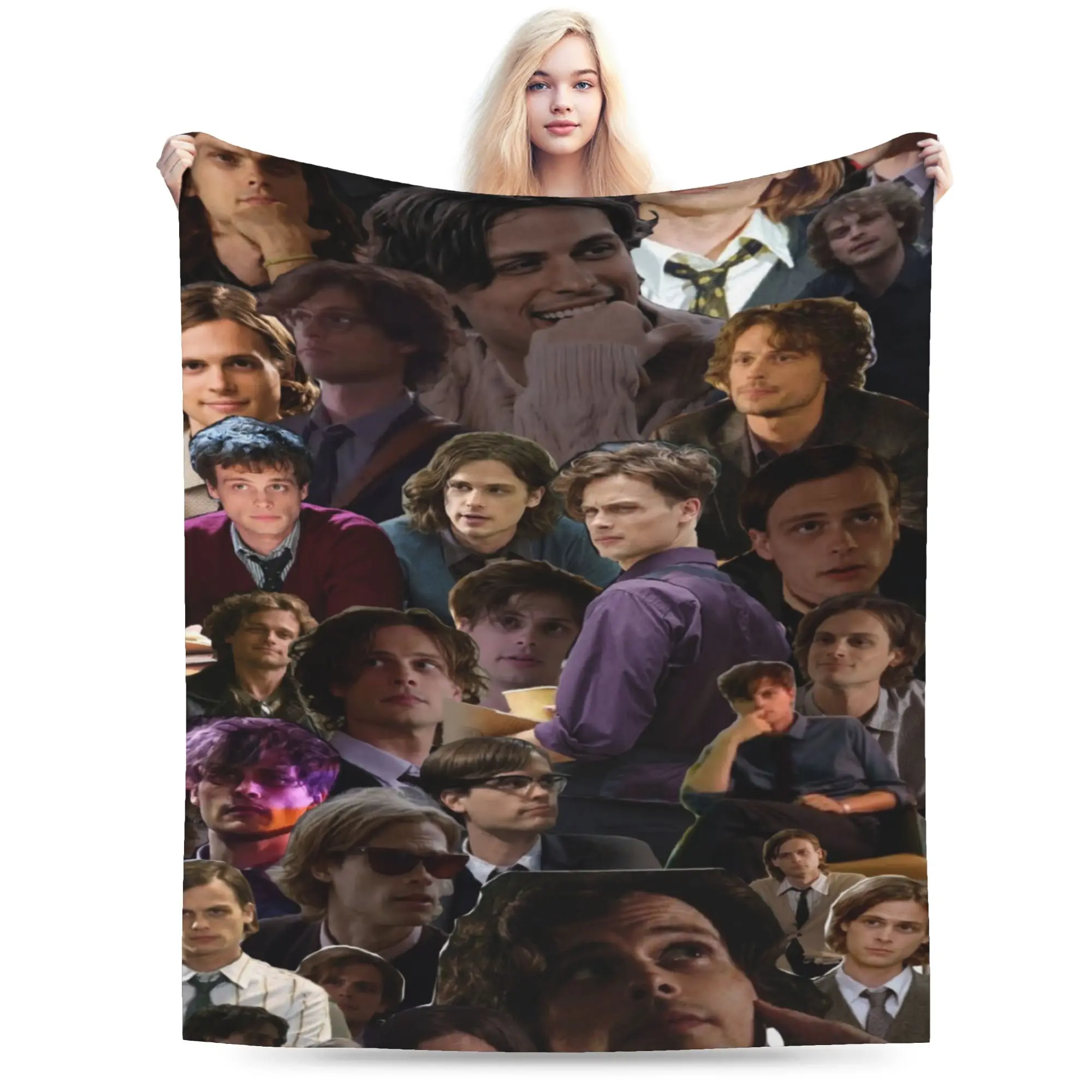 Matthew Gray Gubler Collage Plush Blankets Boy Girl  Flannel Throw Blanket For Couch Bed Warm Soft Custom DIY Quality Bedspread
