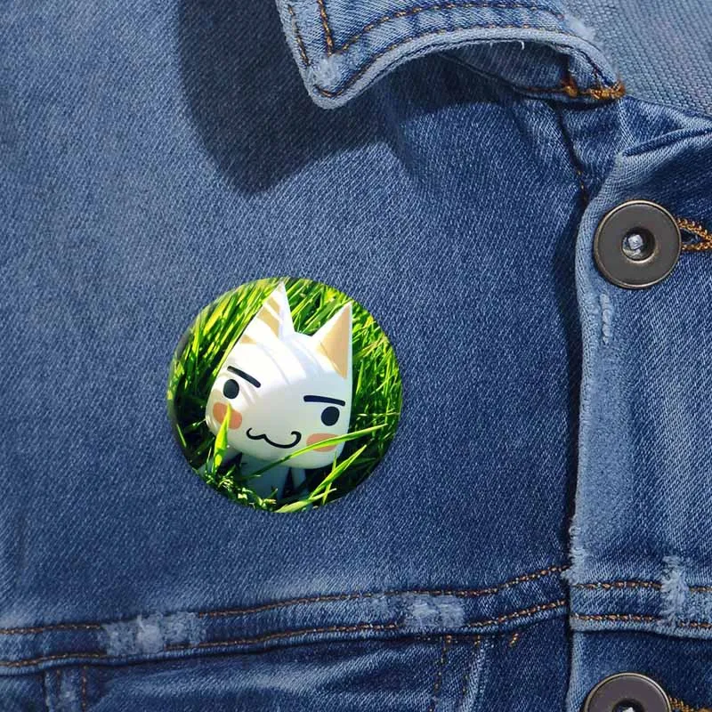 Kawaii Toro Inoue Cat Badge Funny Anime Game Figure Soft Button Pins Handmade Cartoon Round Brooch Bag Hat Decoration Jewelry