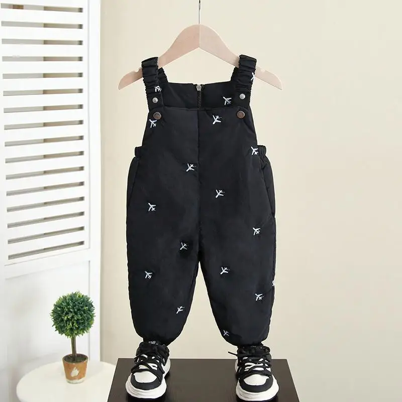 Pantalones de mochila engrosados para niños, pantalones de algodón para niños, mono cálido para bebés, pantalones de chándal para esquiar, ropa para recién nacidos, otoño e invierno, nuevo