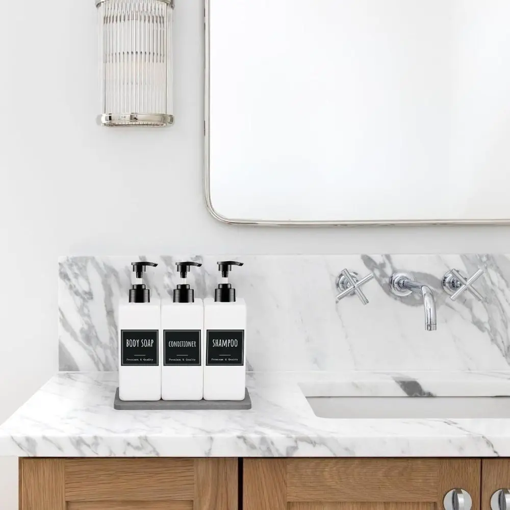 500ml with Label Hand Soap Dispenser Set Empty Plastic Soap Dispenser Bathroom Countertop Modern Shampoo Container