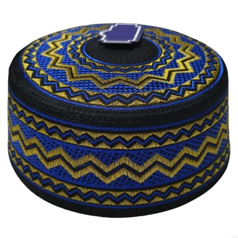 39BD Вышитая на вышивную молитвенную шляпу хиджаб индийские турбаны для взрослых дышащих хлопчатобумажных куфу