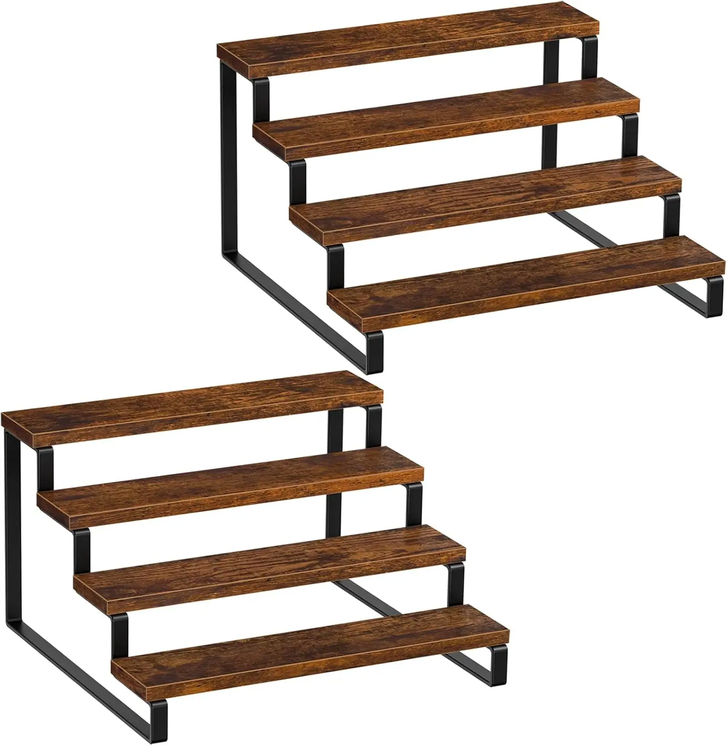 

4 Tier Spice Rack, Set of 2 Wooden Spice Rack for Countertop, Kitchen Counter Storage Shelves Cupcake Stand Holder Displ