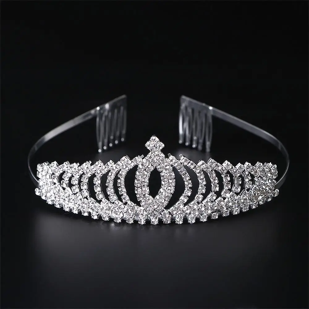 Girl Good Quality Act of Role of Queen with Comb Bride Headdress Hair Clasp Princess Diamond Crown Hair Hoop Headband Headwear