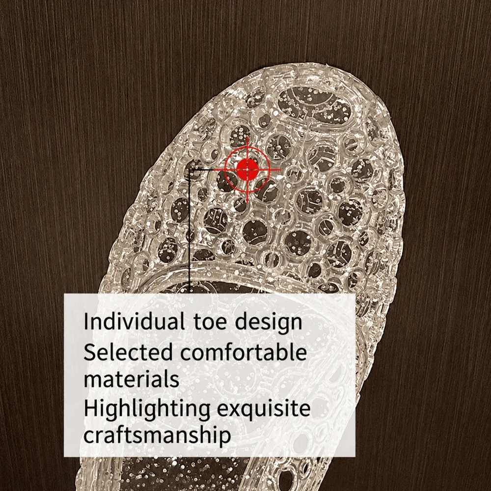 Kristallklare Sandalen, atmungsaktive, hohle Fischmaul-Slipper mit geschlossener Zehenpartie, leichte, flache Damenschuhe für den Sommer – Detail 11