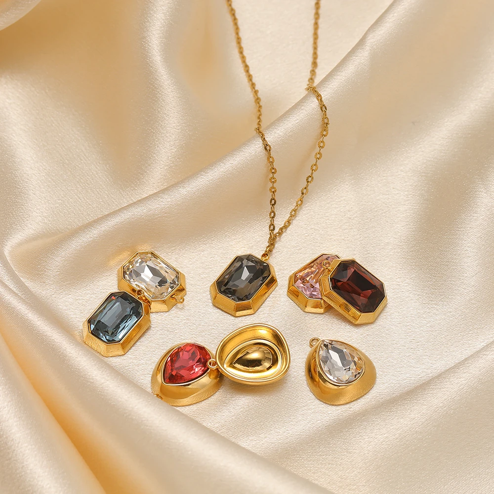 3 Stück Edelstahl-Rechteck-Oval-Zirkon-Anhänger für DIY-Schmuck, Halsketten-Anhänger, Armbänder, Ohrringe und Accessoires für Mädchen – Detail 4
