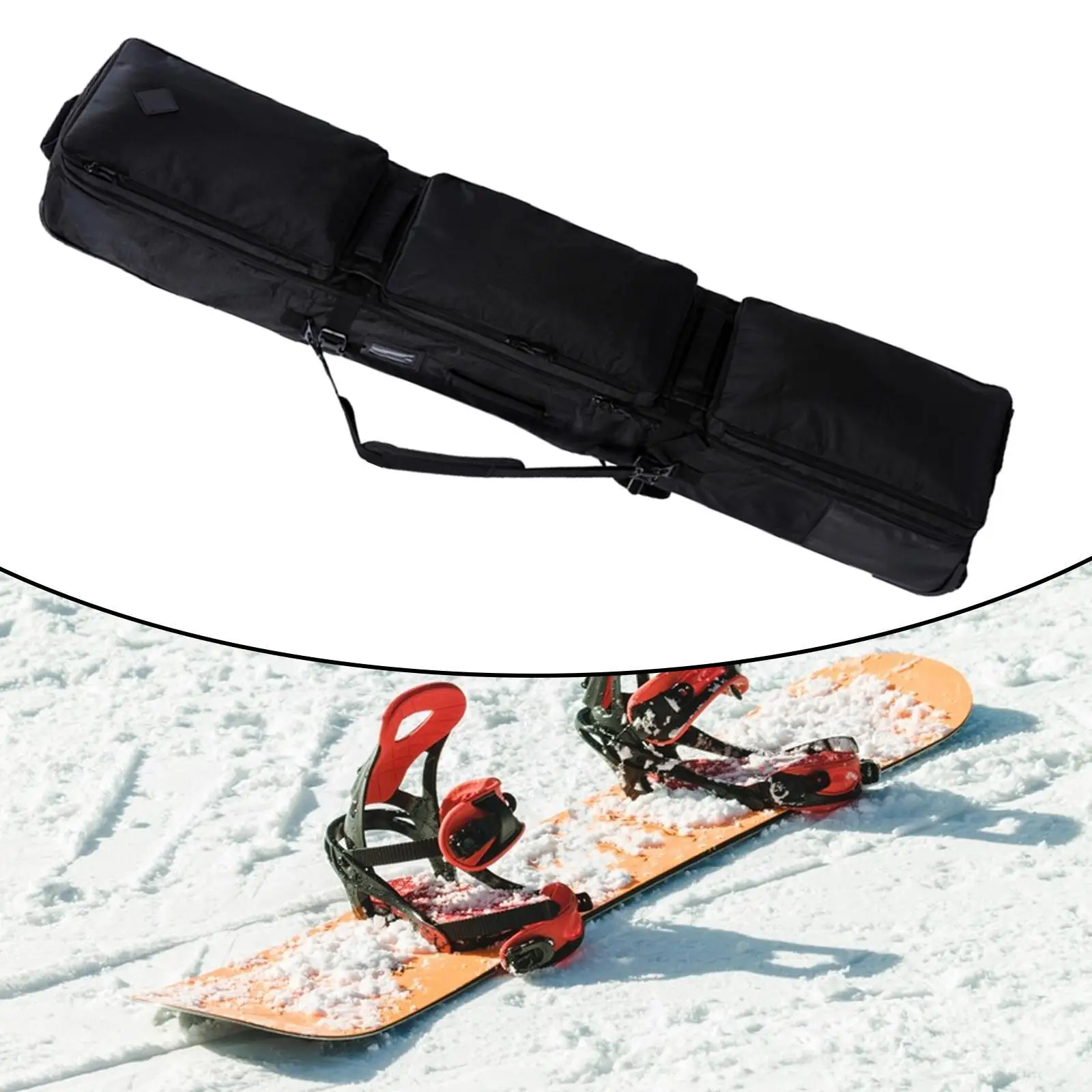 Snowboard Bag Ski Bag Snowboarding Storage Double Shoulder Ski Gear Bag Black with Wheels Snowboard Carrier Ski Carrying Bag