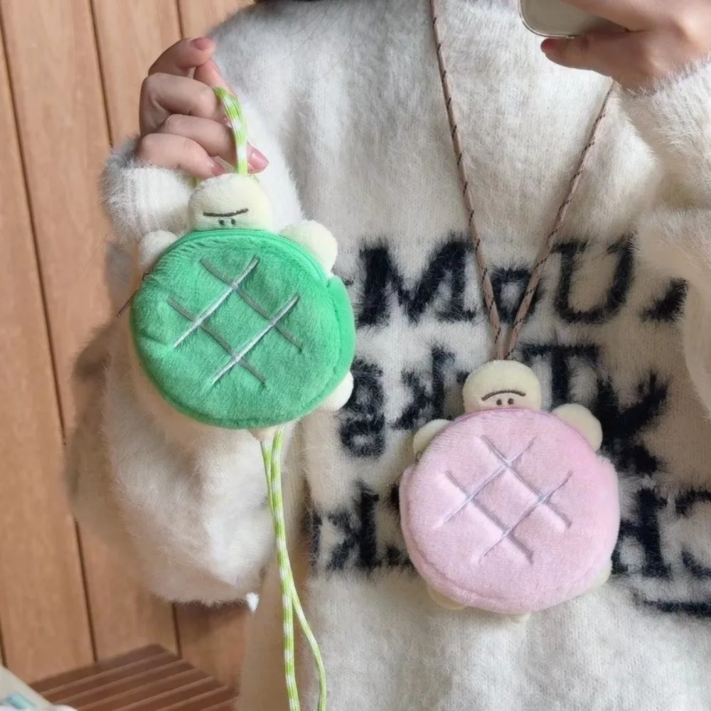 Cute Turtle Coin Purse Pink Green Storage Bag with Rope Funny Earphone Bag Gift