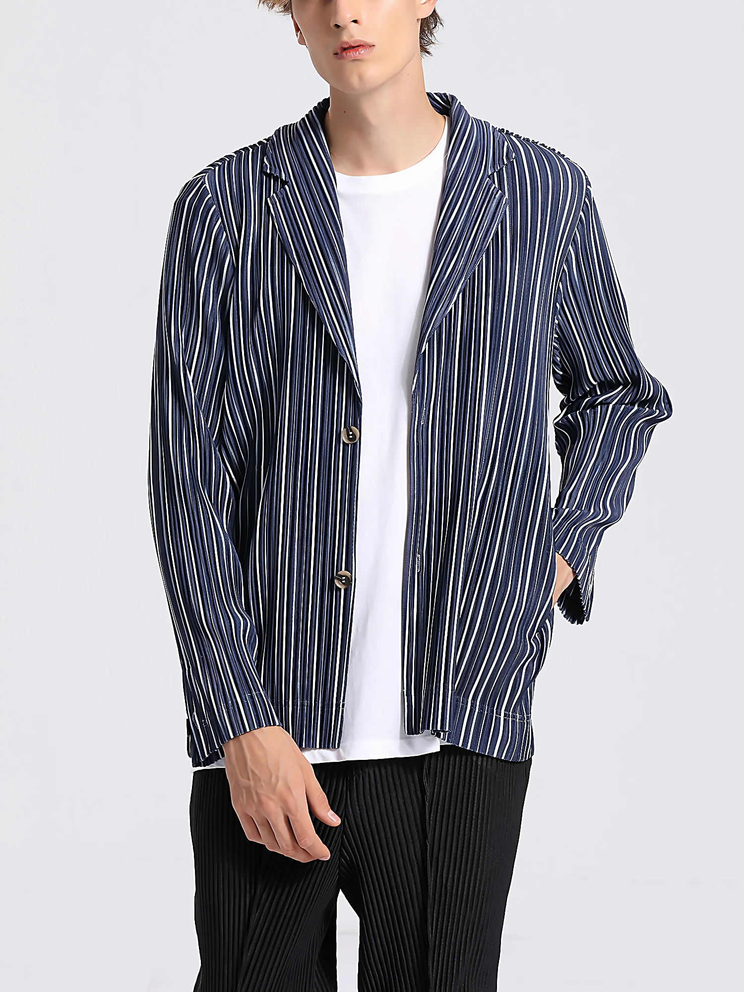 

MI TEMPIO Blazers Stylish Original Men's Slim Suits Winter Male Pleats Coats Elegant Jackets for Men 2022 Designer Clothes Man