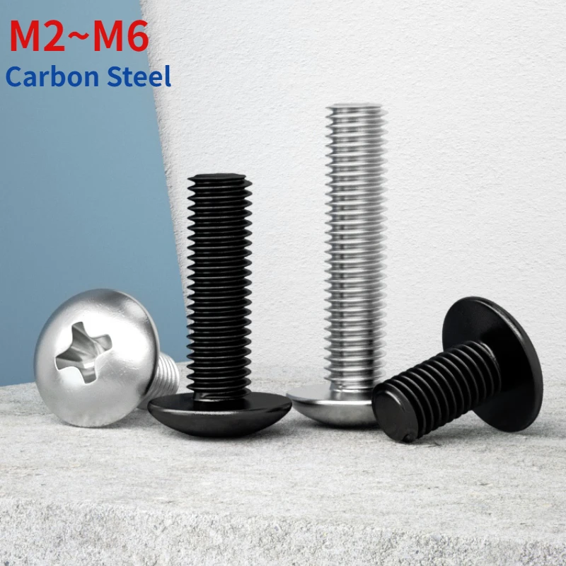 M2 M2.5 M3 M4 M5 M6 Nickel/Black Zinc Phillips Truss Head Large Flat Round Cross Screw Bolt L=3-50mm JISB1111T