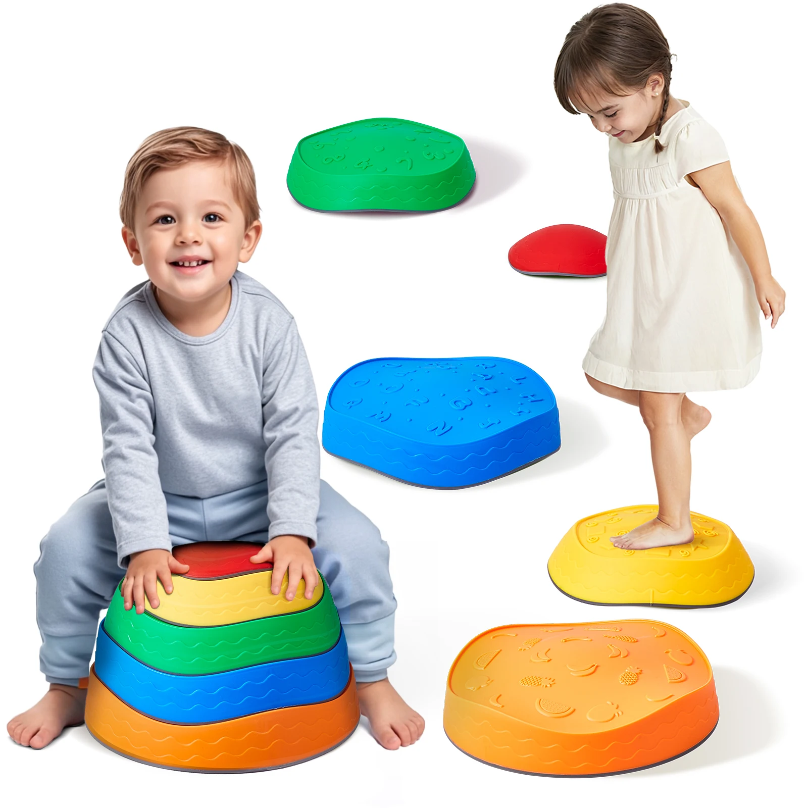 VEVOR 5PCS Balance Stepping Stones Montessori Children Toys Sensory Training Tactile Sensing for Kids Party Social Games