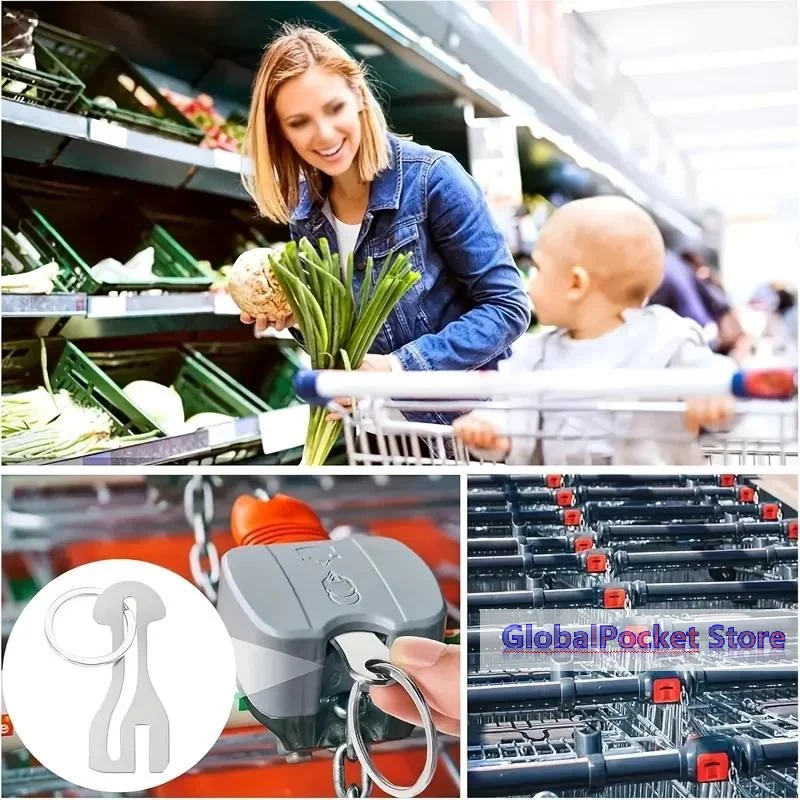 [TG823]Reusable Stainless Steel Shopping Cart Token, Trolley Token Keychain For Supermarket, Removable Release Key Coin Keyring