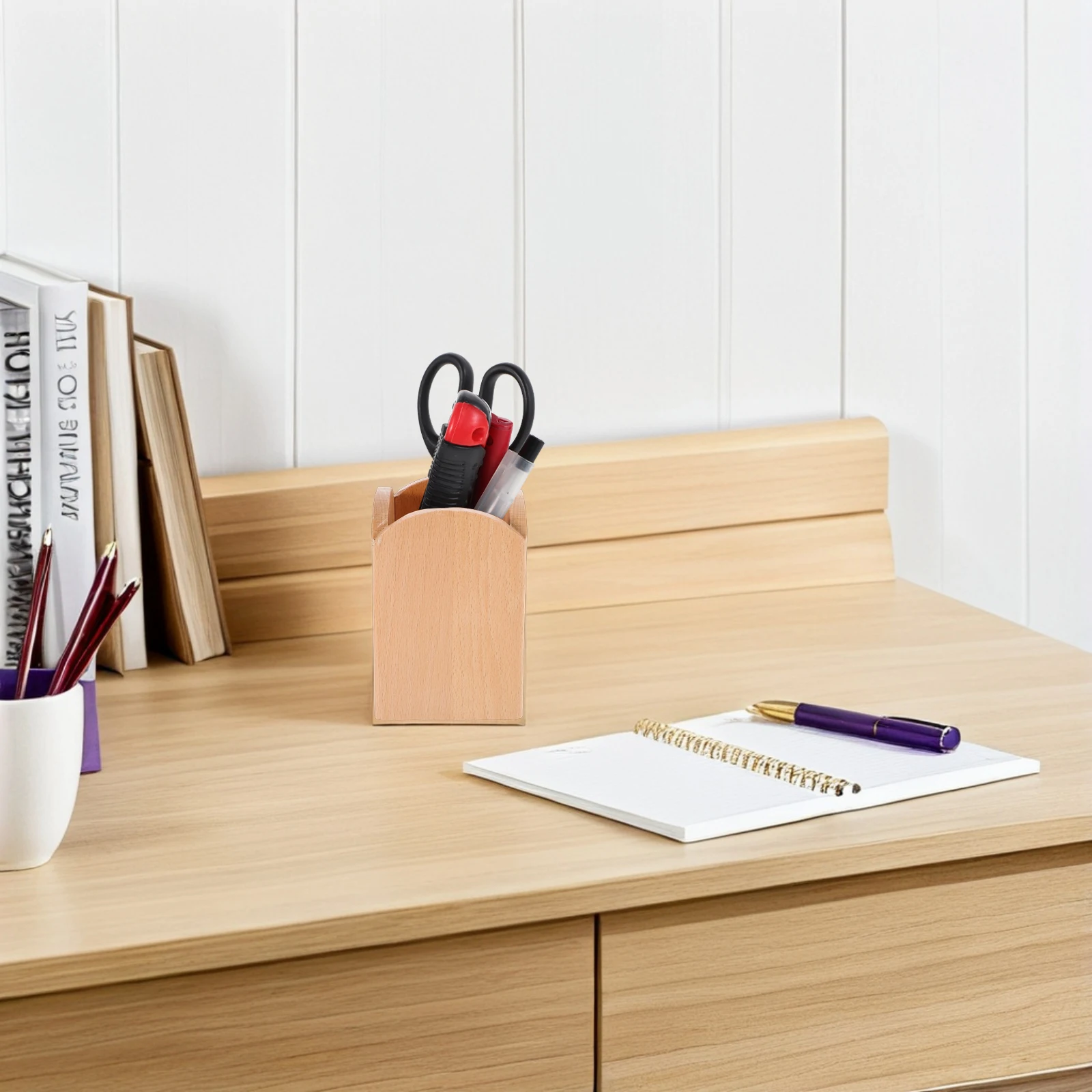 

Beech Pen Holder Eyebrow Pencil Storage Rack Makeup Brush Organizer Desk Holders Solid Wood