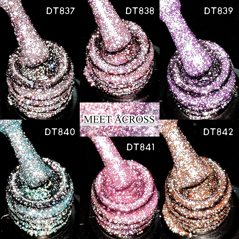 ミートアクロス 7 ミリリットル反射グリッタージェルマニキュア派手な効果半永久ソークオフ UV ジェルネイルアートワニスマニキュア