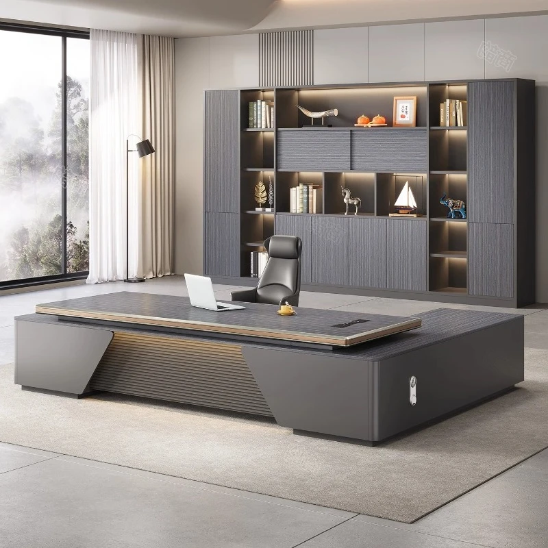 New desk boss  Office Desk suit luxury high sense office desk chair combination president Mesa Para Computador Furniture