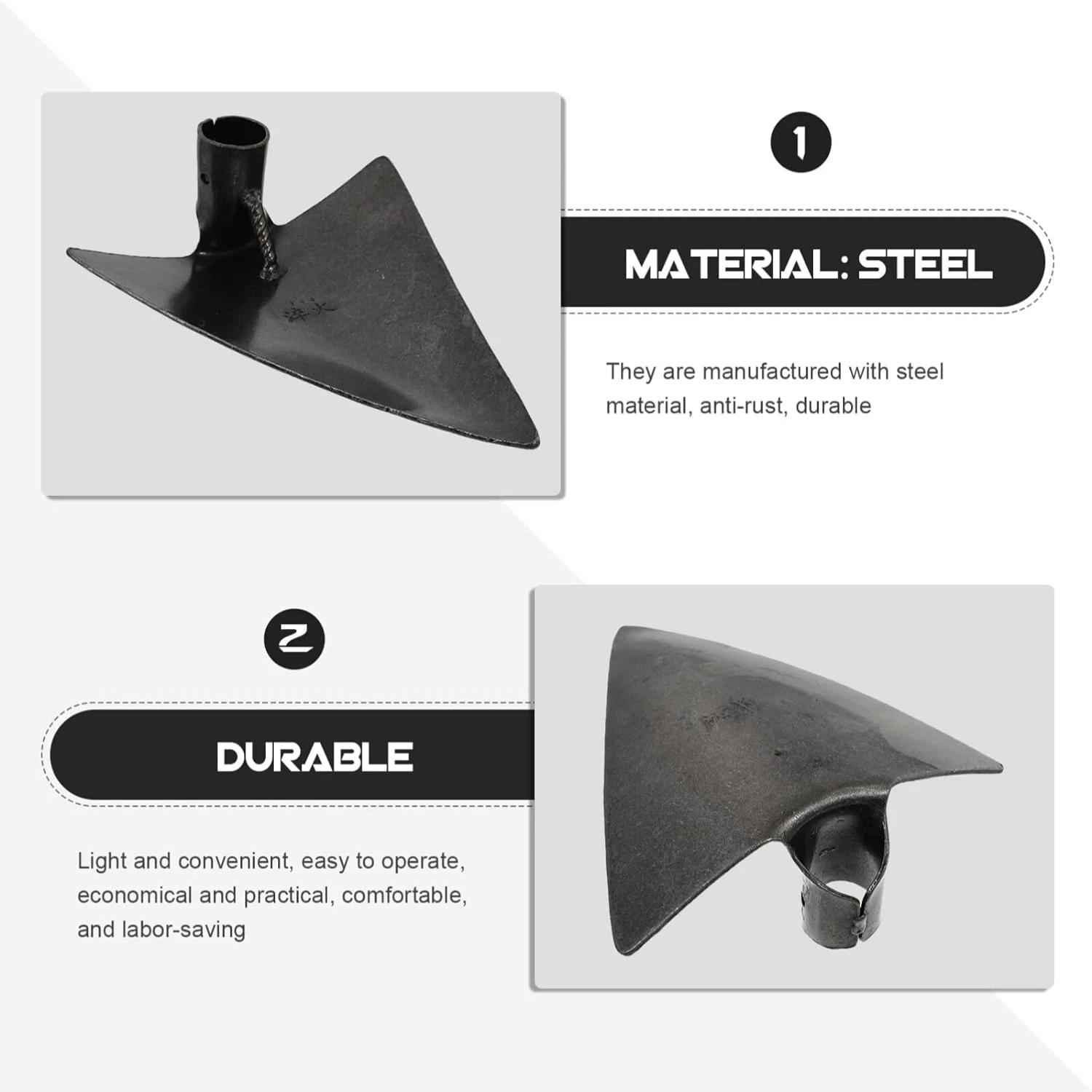 High-Quality, Versatile Steel Garden Hoe Head for Efficient Planting, Digging, and Weeding - Durable Essential Tool in Silver Gr