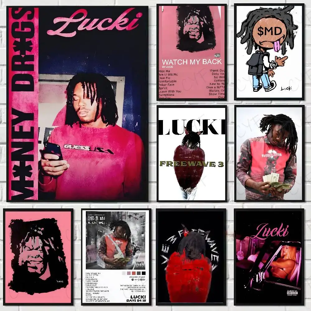 Rapper WAKE UP LUCKI Poster HD art sticky wall waterproof home living room bedroom aesthetic decoration