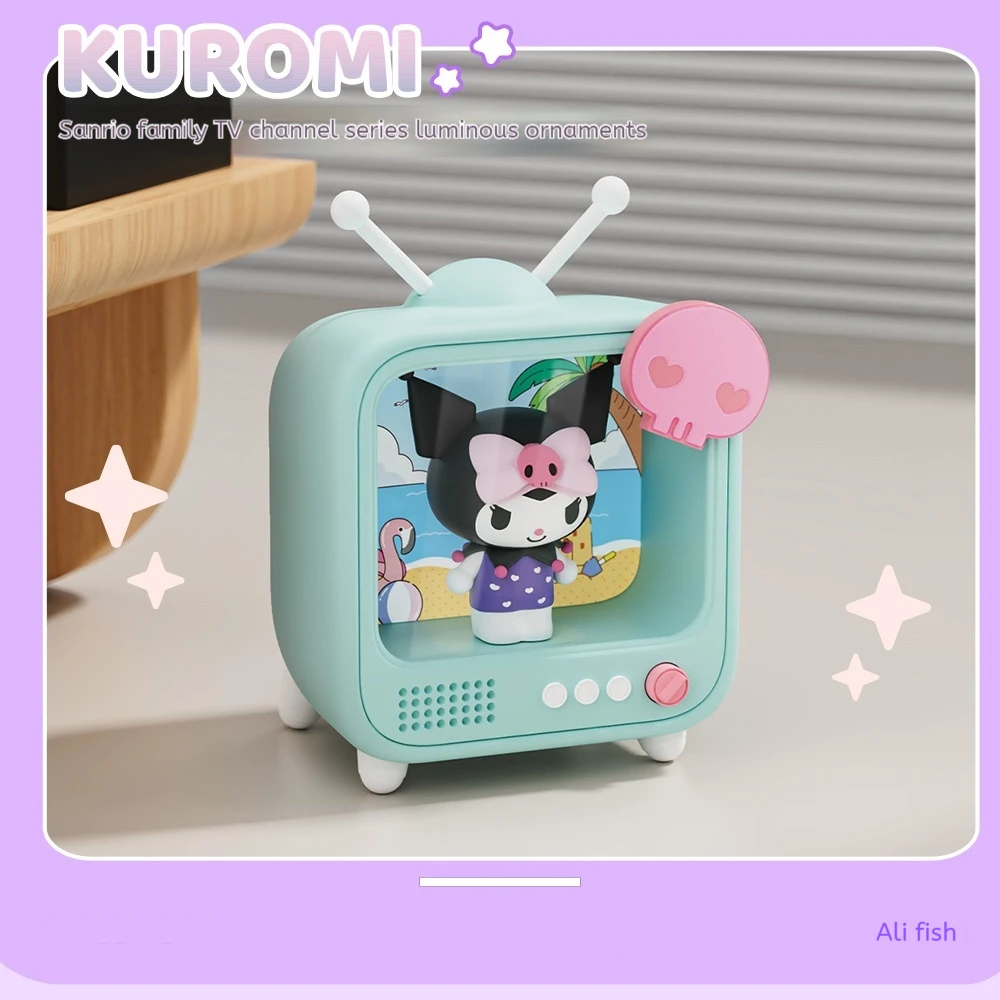 Kawaii Sanrio Hello Kitty ตุ๊กตา Kuromi Action Figure อะนิเมะของเล่นเดสก์ท็อปส่องสว่างเครื่องประดับตกแต่งเค้กนักเรียนของขวัญฮาโลวีน