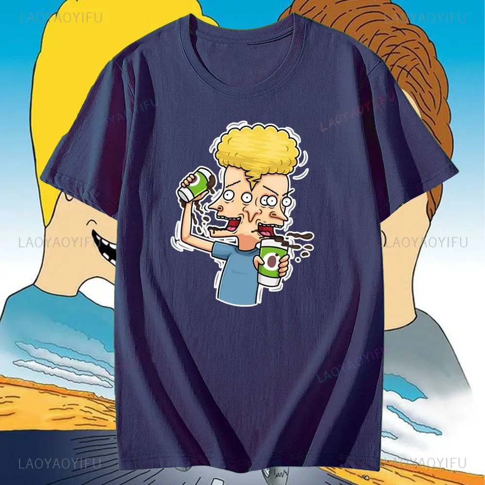 Забавная Мужская футболка с надписью «Beavis and Butthead B & B» в стиле Харадзюку, оригинальная Мужская футболка «Cornholio», большие футболки для занятий в спортзале, аниме топы