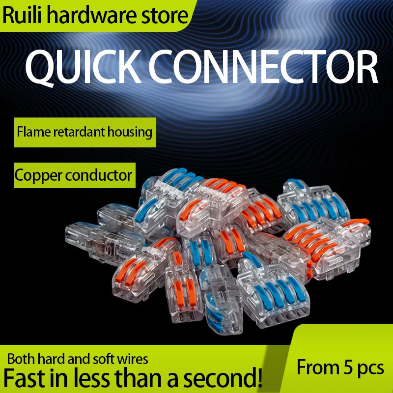 Quick terminalOne-in-Multiple-Out Wire Push-in Terminals Connector Block 2/3/4/5 Pin Branch Transparent Shell Combined Butt-Type