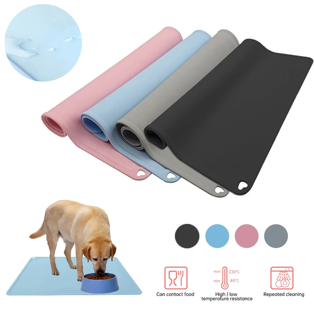 Quality Waterproof Non-slip Pet Mat for cat Color Silicone Pet Food Mat Pet Bowl Drinking Water Pad Dog Feeding Mat Easy Clean