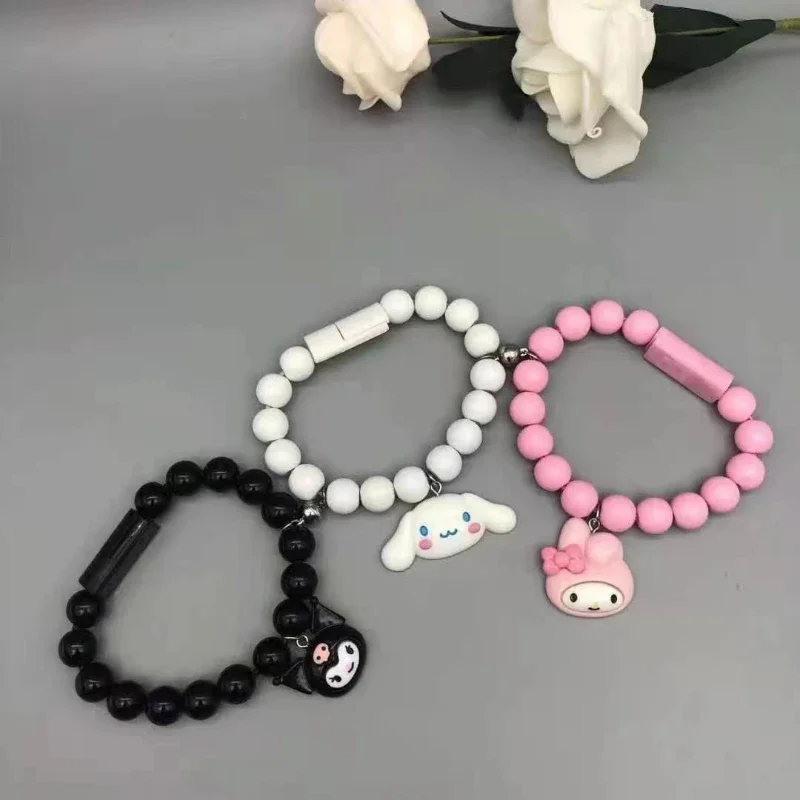 Kawaii Melody Cinnamoroll Bracelet Usb Charging Cable Data Cord Anime Sanrios Kuromi Type-C Cable for  Huawei Mi Iphone Samsung