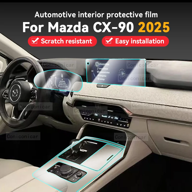 For MAZDA CX-90 2024 2025 Car Panel Film Dashboard Protective Sticker Interior Anti-Scratch Film Accessories