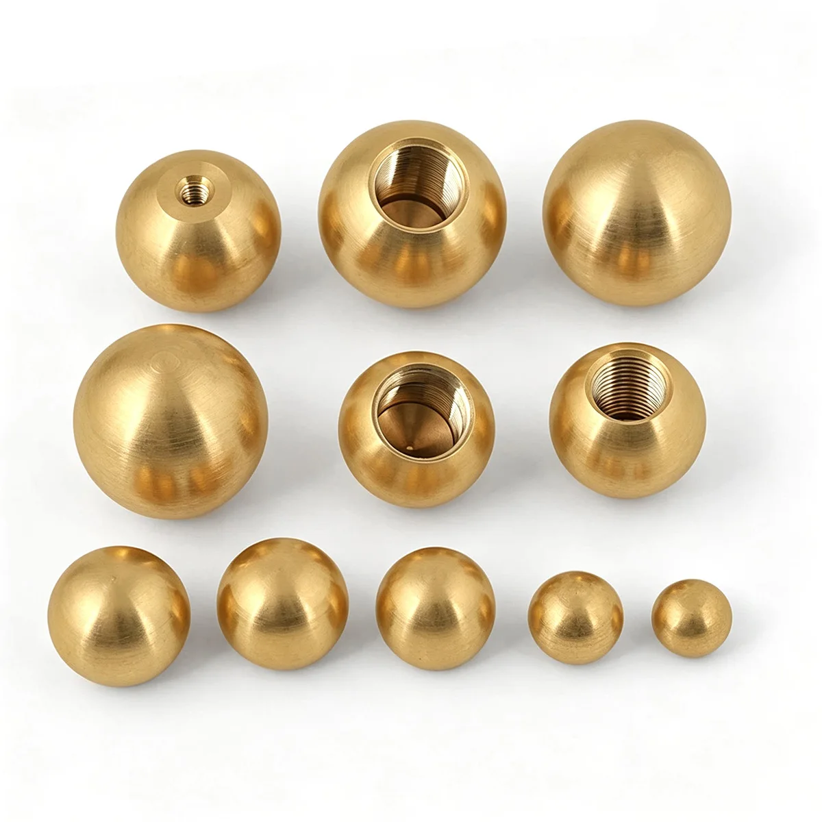 Brass Thread Ball OD 6-25mm M3 M4 M5 M6 M10 M12 Internal Thread Spherical Nut Solid Half-Hole/Blind Hole Pure Copper Thread Ball